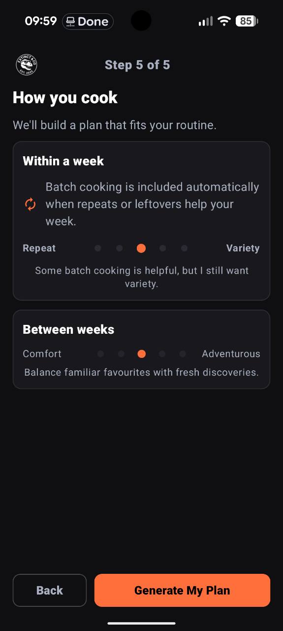 Fossil Fuel cooking preferences for repeat meals and variety